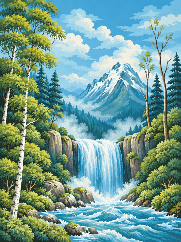 hegyi vízesés kivarrható gobelin (mg 049)