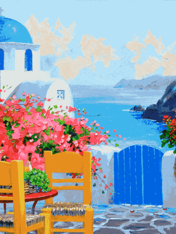 santorini , görög látkép kivarrható gobelin (mg 017)