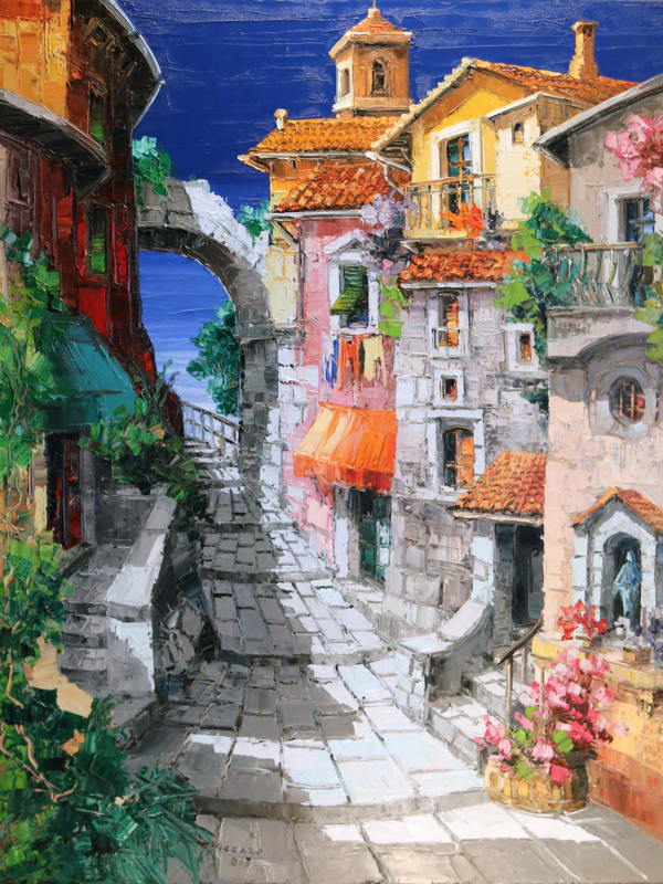 mediterrán utca kivarrható gobelin (mg 326)