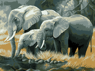 Elefántok kivarrható gobelin (MG-016)