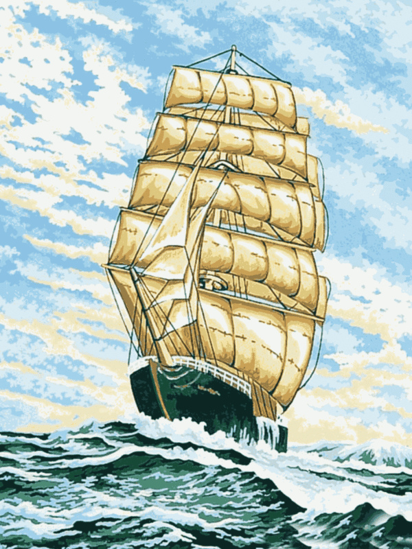 Vitorlás a tengeren kivarrható gobelin (MG-028-A), 22x30, tű alapon (88 öltés / 10 cm)