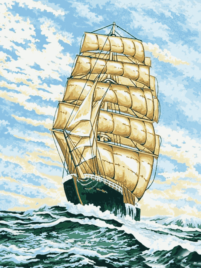 Vitorlás a tengeren kivarrható gobelin (MG-028)