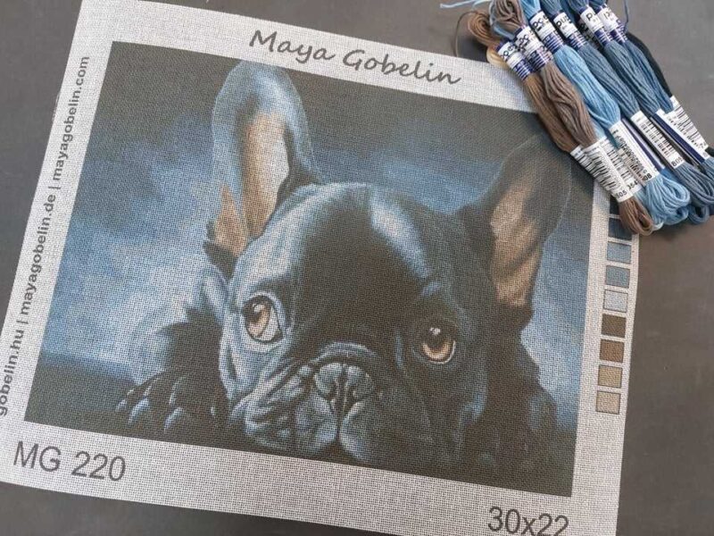francia bulldog kivarrható gobelin (mg 220 a) normál alapon 40x30 cm