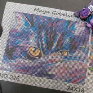 Macskaszemek színes festmény kivarrható gobelin (MG-226)