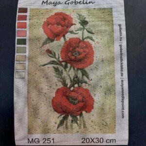 vörös rózsaág kivarrható gobelin (mg 251)