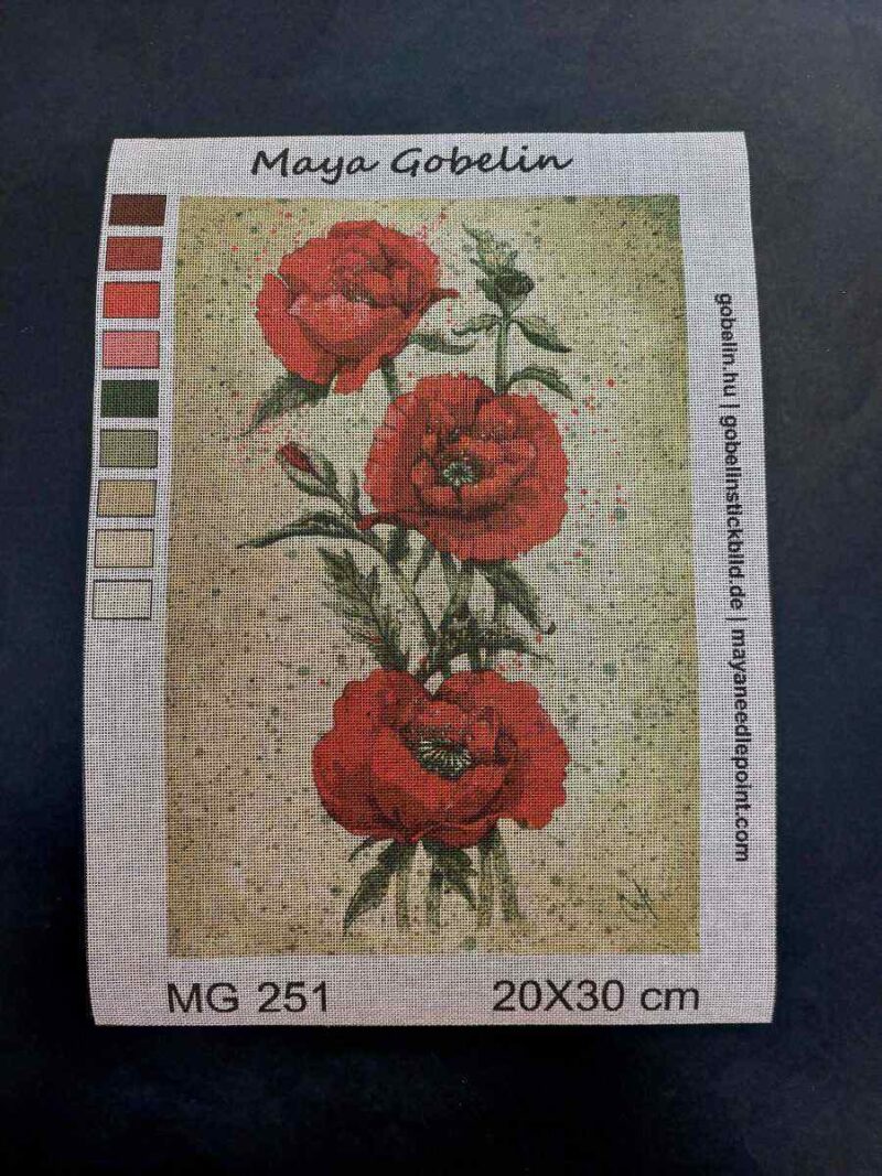 vörös rózsaág kivarrható gobelin (mg 251)