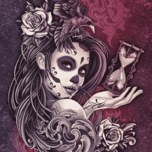 mexikói halloween lány kivarrható gobelin (mg 265a) tű alapon 30x40 cm