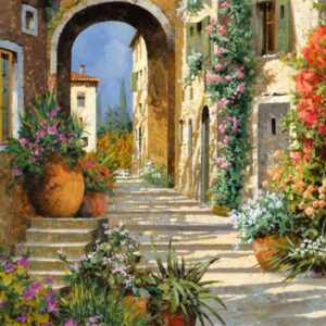 mediterrán boltív kivarrható gobelin (mg 325a) tű alapon 30x40 cm