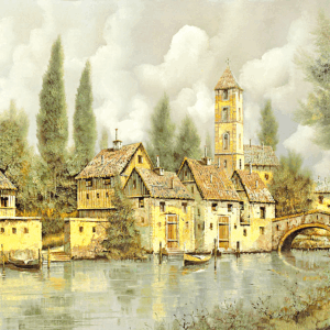 a borgó folyó partja kivarrható gobelin (mg 336 a) tű alapon 50x40 cm