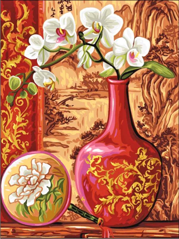 Orchidea japán stílusban kivarrható gobelin (MG-553)