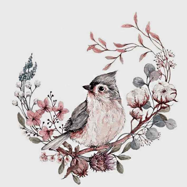 madárka virágos ágon kivarrható gobelin (mg 607)