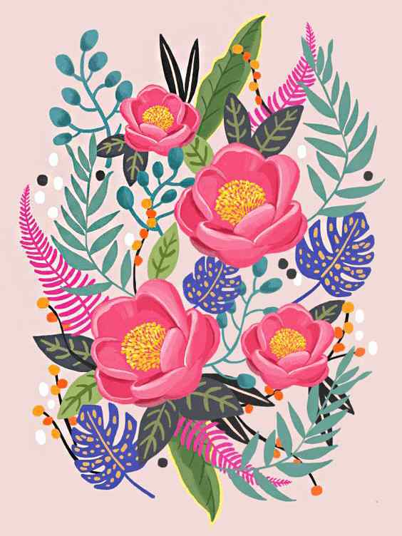 pink virágok kivarrható gobelin (mg 884)