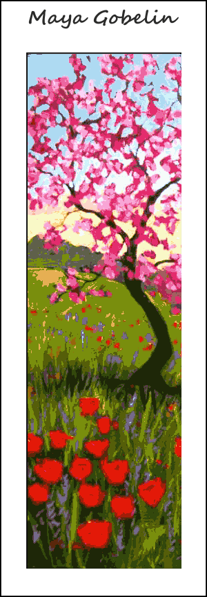 cseresznyefa könyvjelző kivarrható gobelin 8x20 cm (kÖ 004)