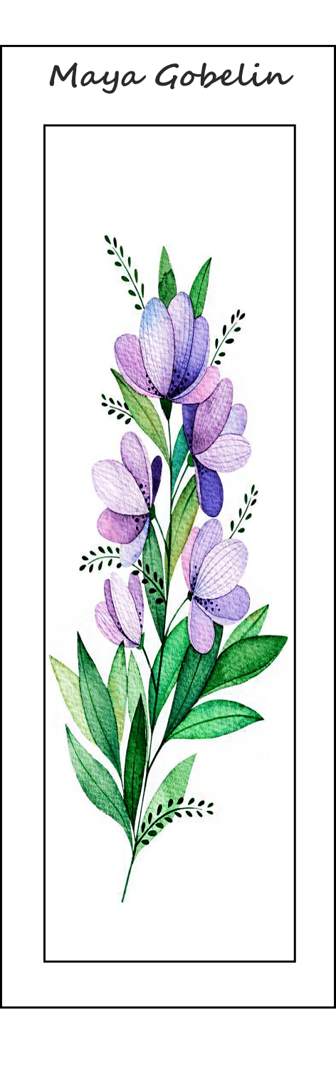 lila virág kivarrható gobelin könyvjelző 6x20 cm (kÖ 046)