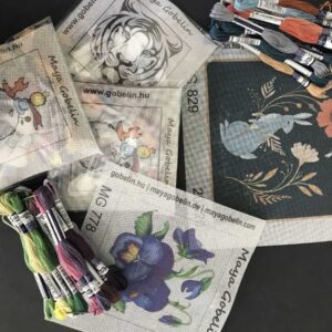 tigris fekete fehéren kivarrható gobelin 10x10 cm es szett fonallal (sz 027)