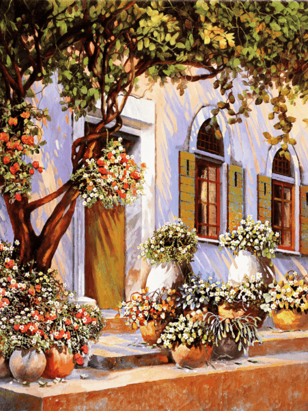 mediterrán ház kivarrható gobelin (mg 825)
