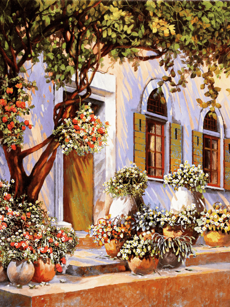 mediterrán ház kivarrható gobelin (mg 825)