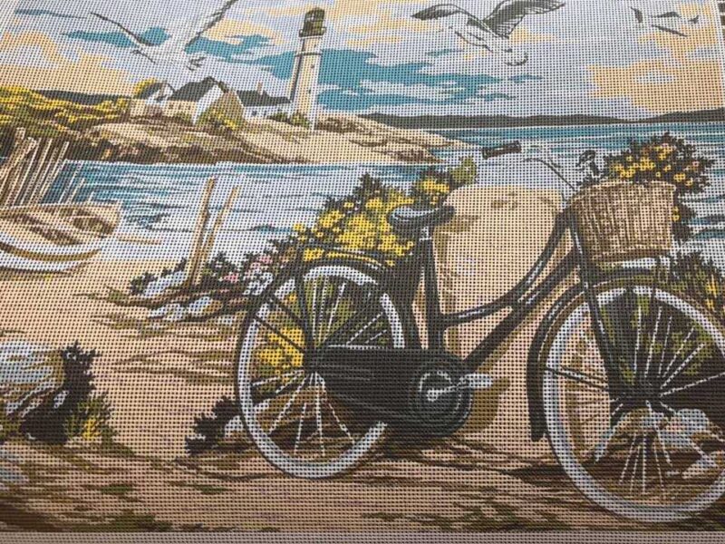 kerékpár a tengerparton kivarrható gobelin (mg 061)