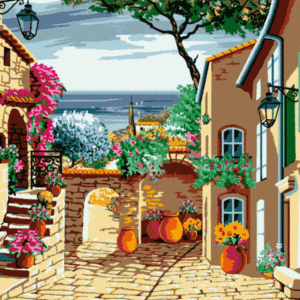 mediterrán udvar kivarrható gobelin (mg 064)