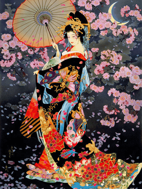 japán gésa virágok között ii. kivarrható gobelin (mg 153)