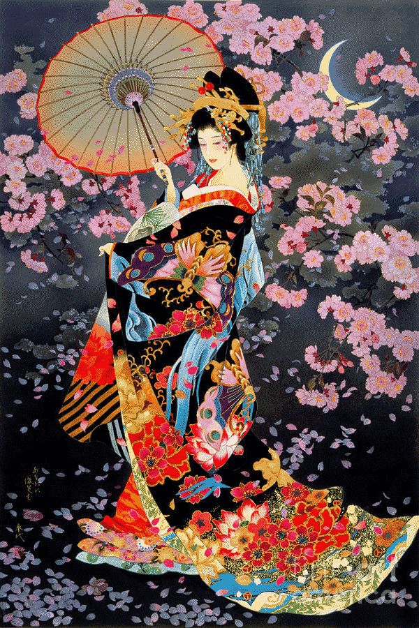 japán gésa virágok között ii. kivarrható gobelin (mg 153)
