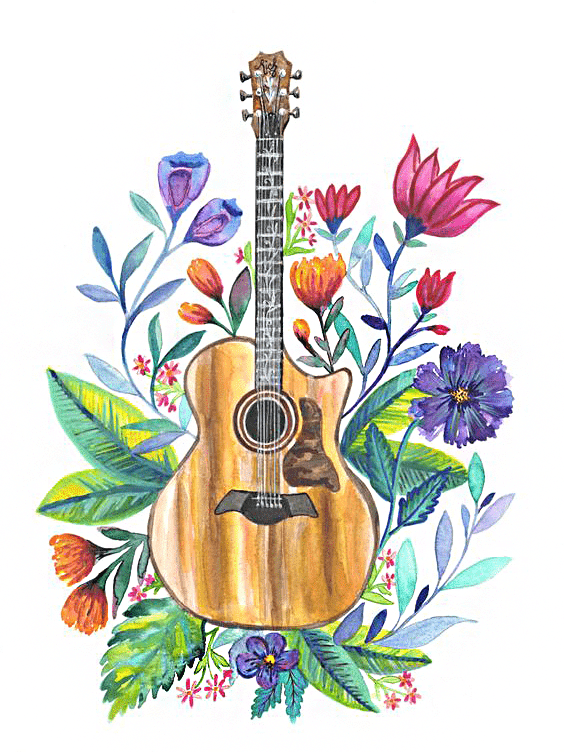 virágos gitár i. kivarrható gobelin (mg 525)