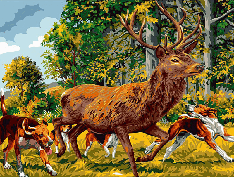 a szarvas űzése kivarrható gobelin alap (mg 631)