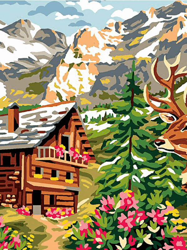 szarvas az alpokban kivarrható gobelin alap (mg 633)