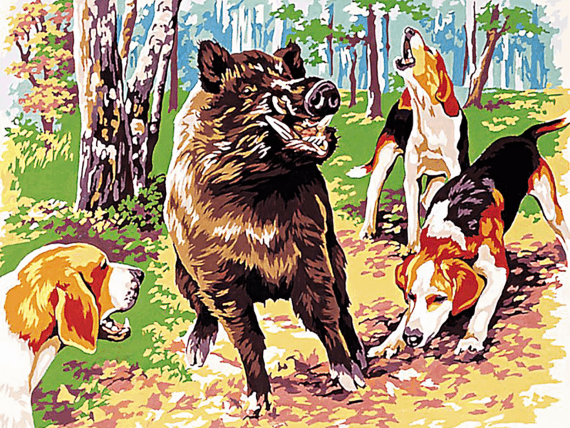 vadkan vadászat kivarrható gobelin alap (mg 634)