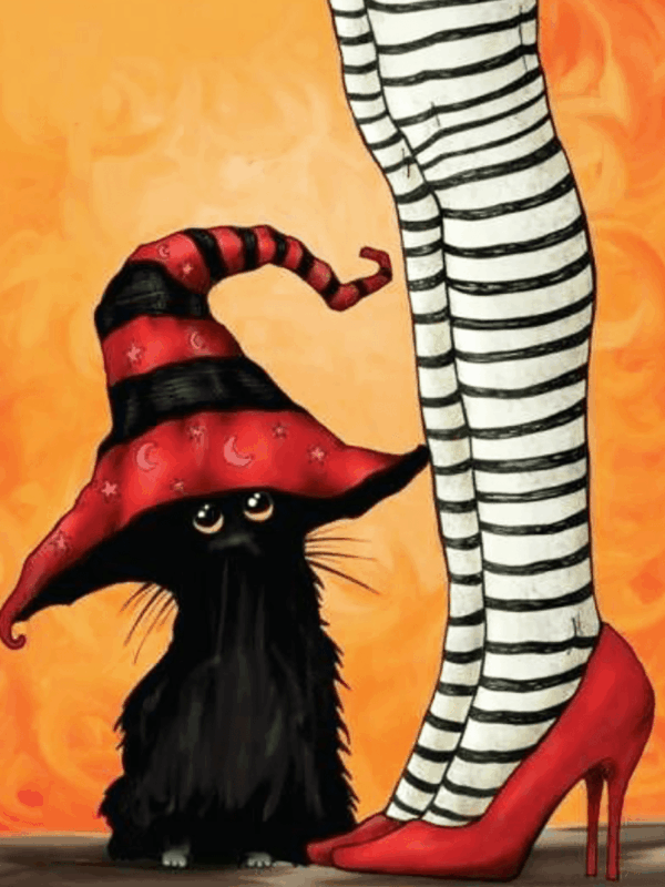 halloween sorozat fekete cica kivarrható gobelin alap (mg 651)