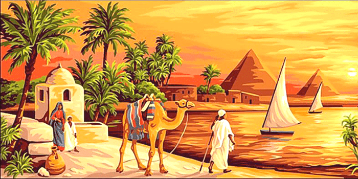 egyiptomi táj kivarrható gobelin (mg 664)