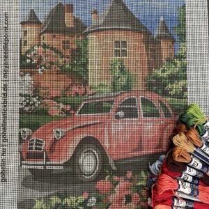 piros citroën kacsa kivarrható gobelin (mg 667)