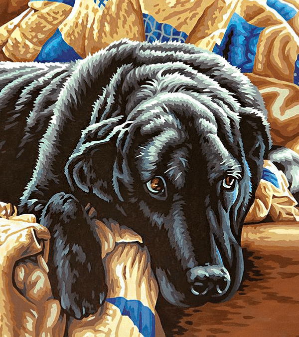 labrador az ágyban kivarrható gobelin (mg 727)