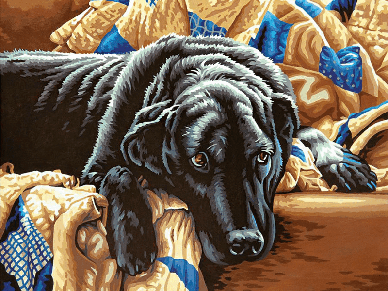 labrador az ágyban kivarrható gobelin (mg 727)