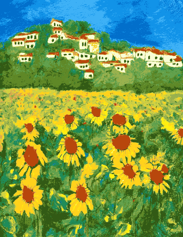 napraforgó mező (fe 031 a) normál alapon 30x40 cm