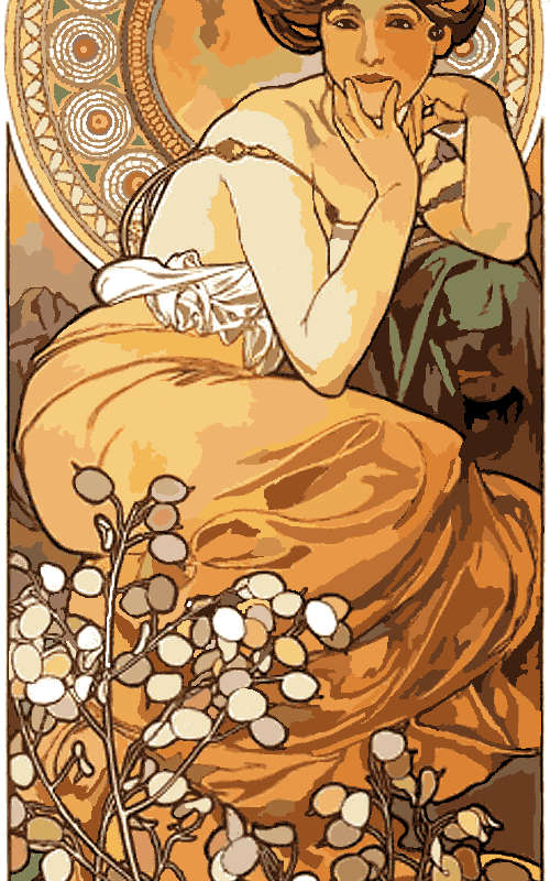 mucha kivarrható gobelin (mu 015 a) normál alapon 25x62 cm