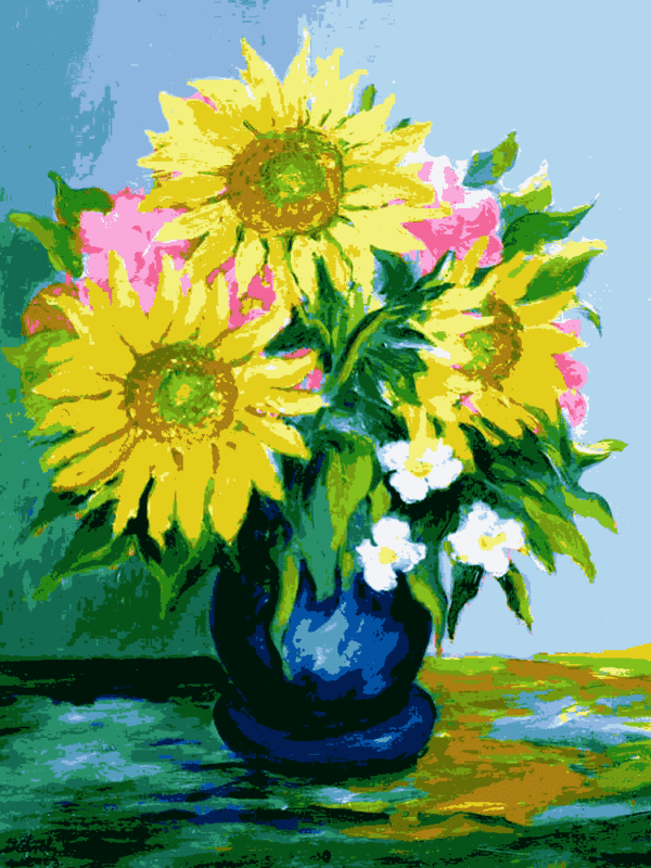 napraforgó csokor kivarrható gobelin (fe 030 a) normál alapon 15x20 cm