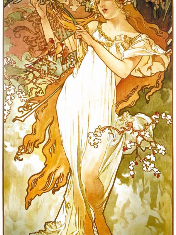 mucha évszakok sorozat tavasz kivarrható gobelin (mu 022 a) tű alapon 20x40 cm