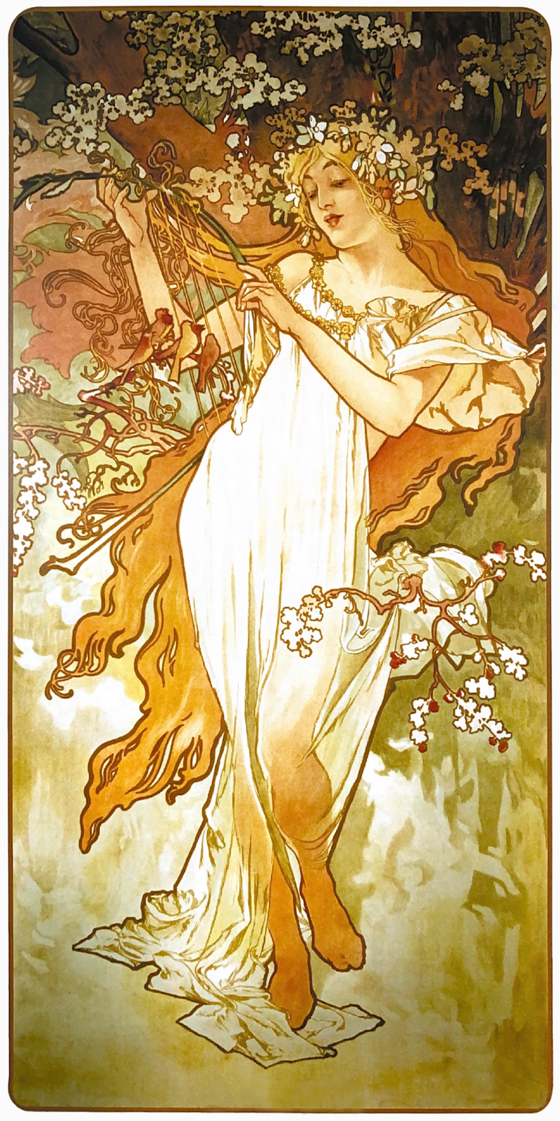 mucha évszakok sorozat tavasz kivarrható gobelin (mu 022 a) tű alapon 20x40 cm mucha évszakok sorozat tavasz kivarrható gobelin (mu 022 a) tű alapon 20x40 cm