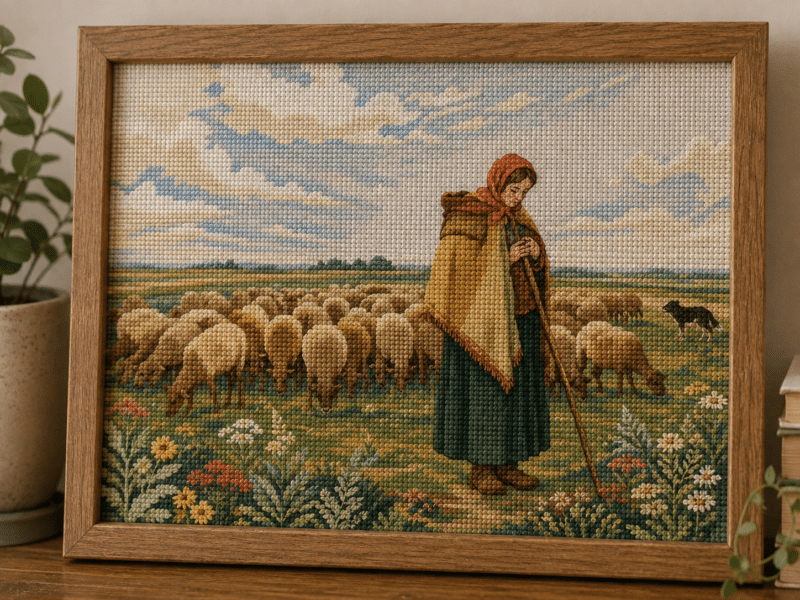 jean françois millet – pásztorlány a nyájával átdolgozás (mg 1225)